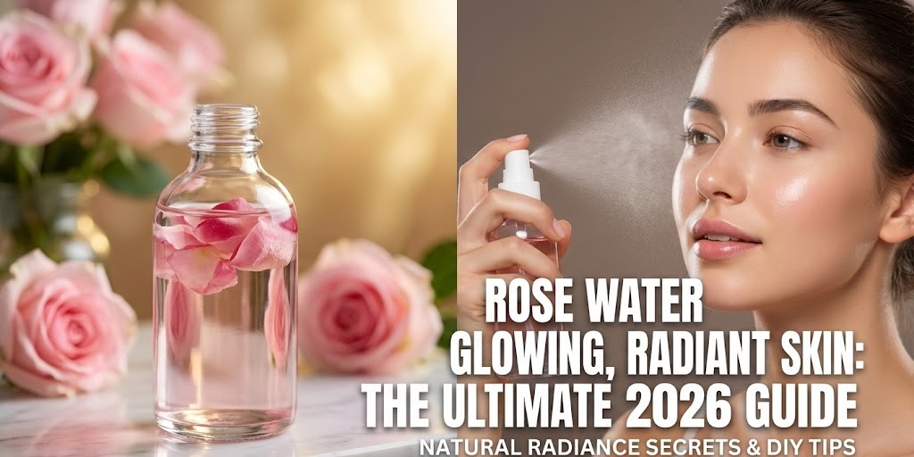 A fresh pink Damask rose splashing into crystal clear water, representing pure hydrating rose water for natural skincare.