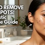 A flat lay of skincare products including a Vitamin C serum dropper, a tube of face cream, and fresh aloe vera leaves on a marble background.