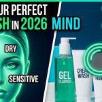 A close-up of a smiling woman splashing clean water on her face, showcasing a fresh, glowing complexion.