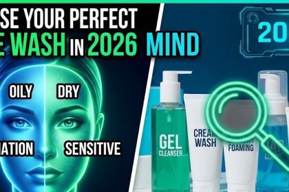 A close-up of a smiling woman splashing clean water on her face, showcasing a fresh, glowing complexion.