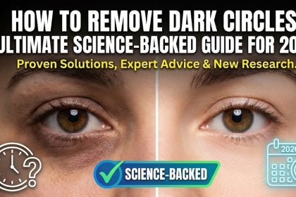 A woman gently applying a hydrating eye cream to her under-eye area in front of a brightly lit bathroom mirror.