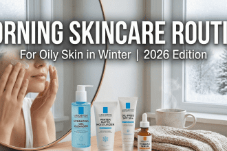 A person applying a lightweight gel moisturizer to their face on a sunny winter morning.