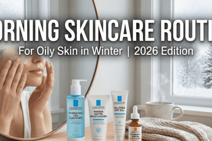 A person applying a lightweight gel moisturizer to their face on a sunny winter morning.