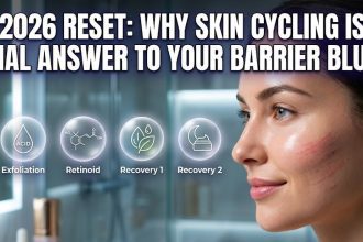 A minimalist flat lay of a cleanser