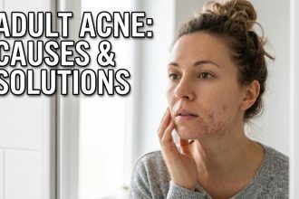 A person in their 30s applying a targeted acne serum to their jawline.