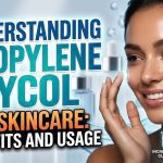 A close-up of a clear skincare serum containing Propylene Glycol being applied to healthy skin.