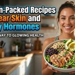 A vibrant salmon poke bowl with fresh greens and seeds, representing a high-protein meal for skin health.