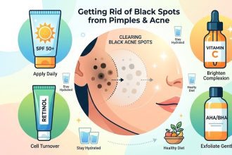 A focused view of a person applying a spot correction cream to clear post-acne hyperpigmentation.