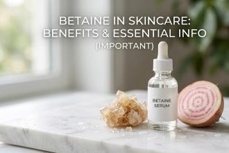 A microscopic representation of betaine molecules balancing water within a skin cell.