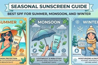 A person applying a lightweight gel sunscreen during a bright summer day.