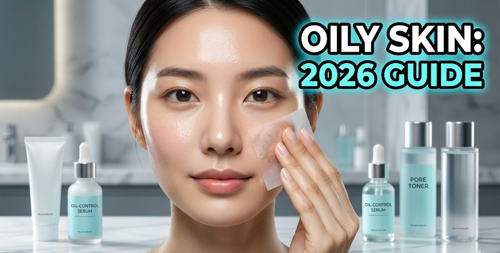 A person with balanced, healthy-looking skin applying a lightweight foaming cleanser in a brightly lit, modern bathroom.