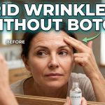 A close-up of a person applying a smooth, hydrating serum to their forehead, focusing on well-aging