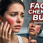 Close-up of a person rinsing their face with cool running water to treat skin irritation and redness caused by a chemical peel."