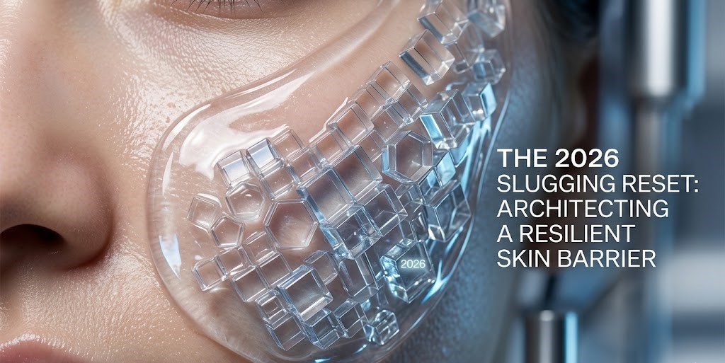 "A person applying a thin layer of petroleum jelly to their cheek as the final step of a nighttime skincare routine