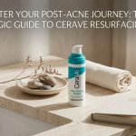 A digital schematic of the CeraVe Resurfacing Retinol bottle alongside its key brightening and barrier-repairing ingredients.